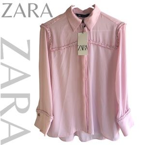 Zara 🌸beautiful and elegant long-sleeved shirt with ornaments SZ S